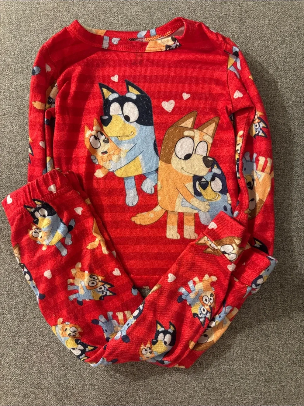5/$15- Red Kids Pajama Set with Cartoon Dogs